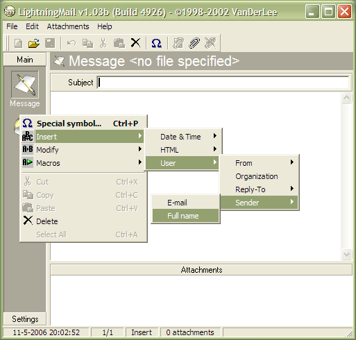 LightningMail original screenshot